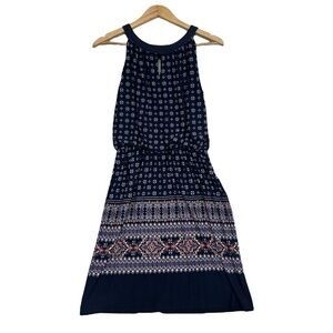 Knapp Studio Navy Patterned Sleeveless Dress - Size Medium